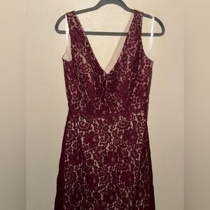 Christina Wu Mahogany & Champagne Lace Dress